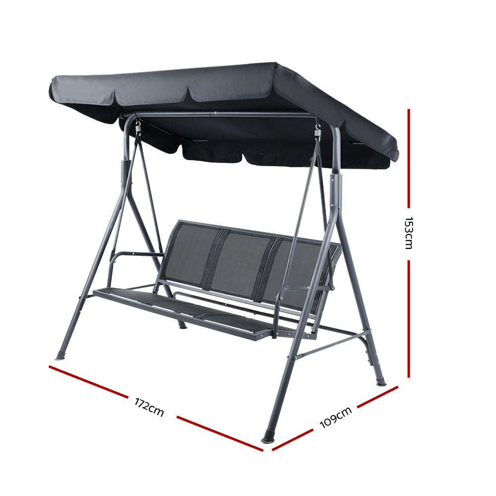 3 Seater Canopy Swing Chair - Steel Frame