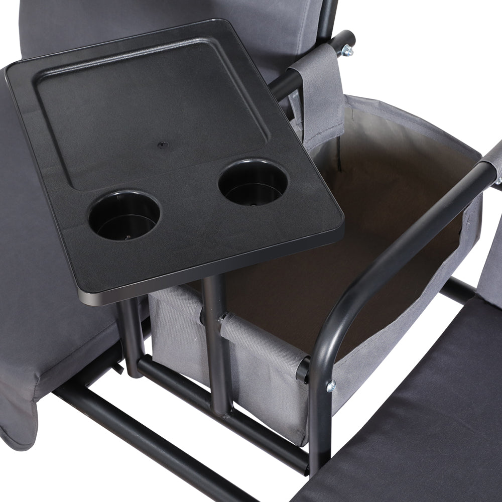 2 Seater Canopy Swing Chair With Cup Holder - Grey