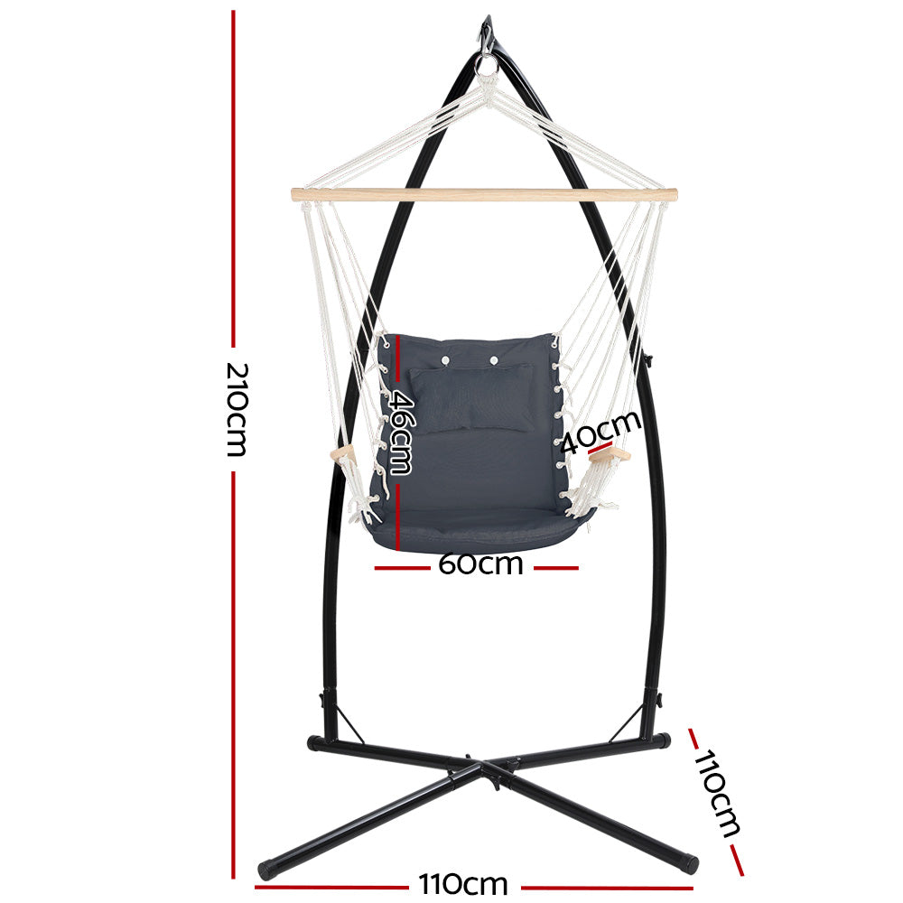 Grey Hammock Swing Chair With Pillow and Stand