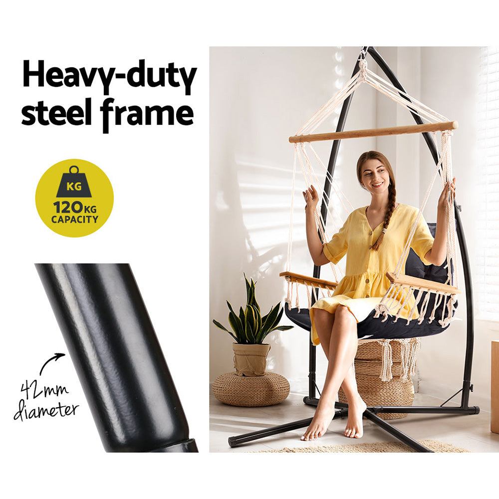 Grey Hammock Swing Chair With Pillow and Stand