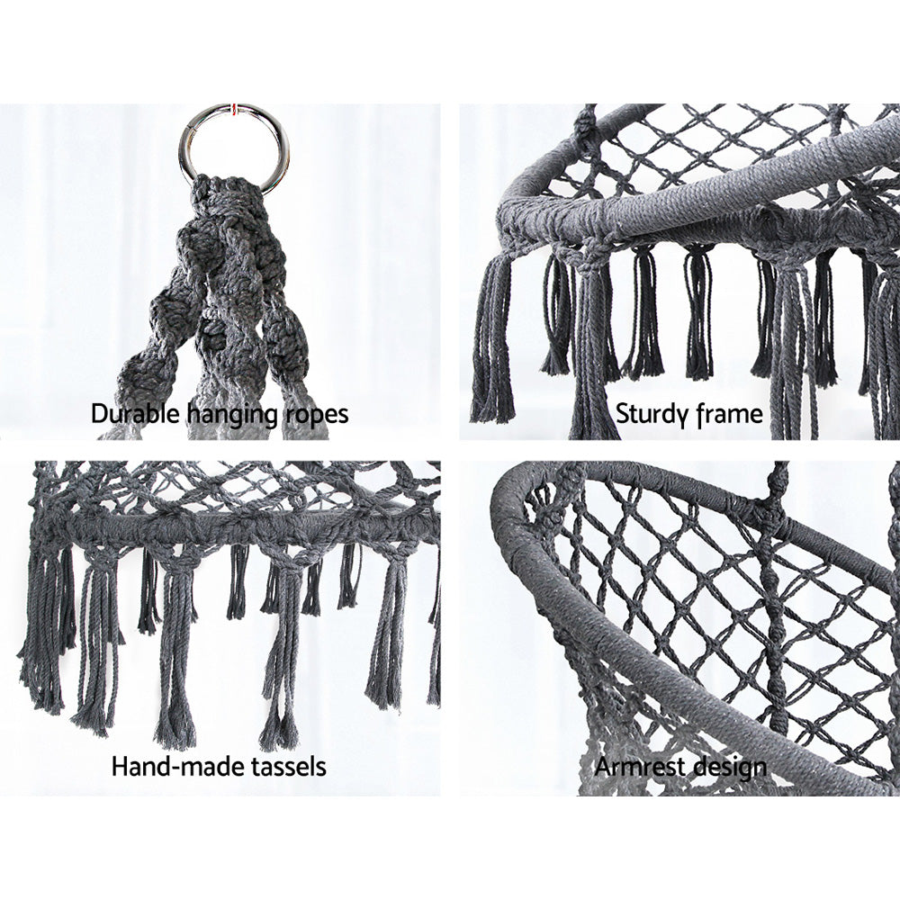 Grey Cotton Hanging Hammock Chair Only