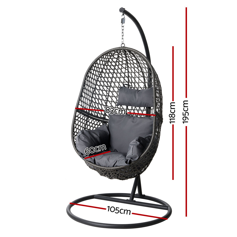 Indoor & Outdoor Hammock Egg Swing Chair with Stand - Black