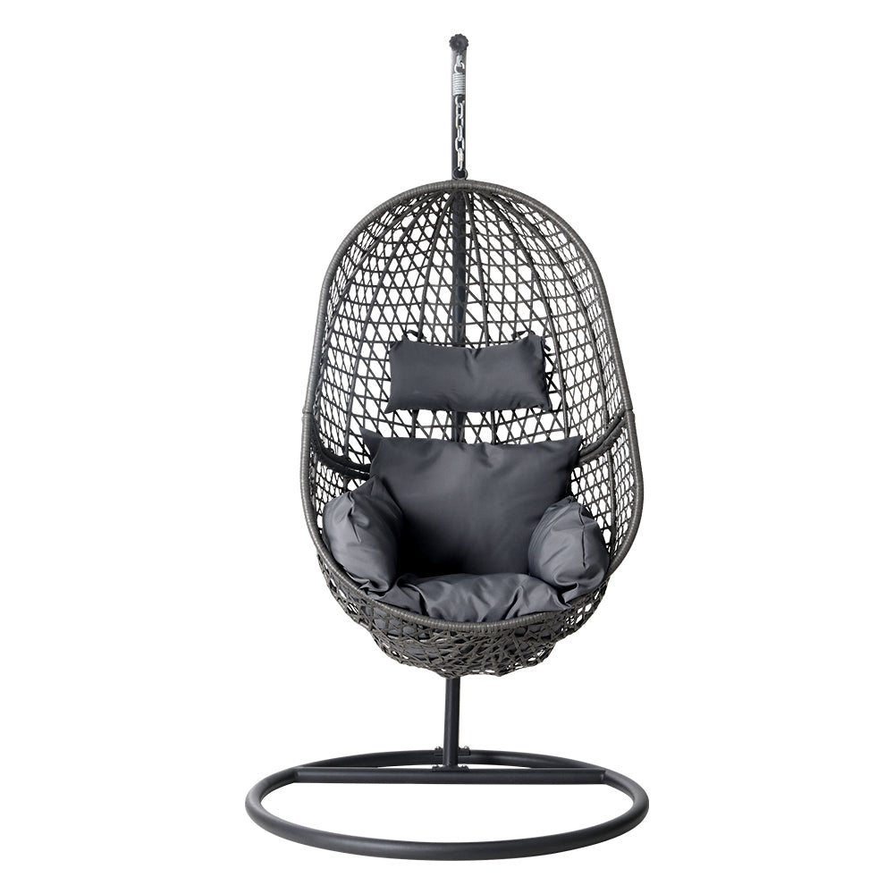 Indoor & Outdoor Hammock Egg Swing Chair with Stand - Black