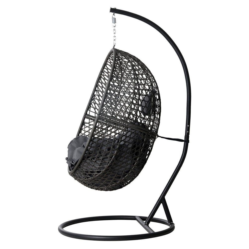 Indoor & Outdoor Hammock Egg Swing Chair with Stand - Black