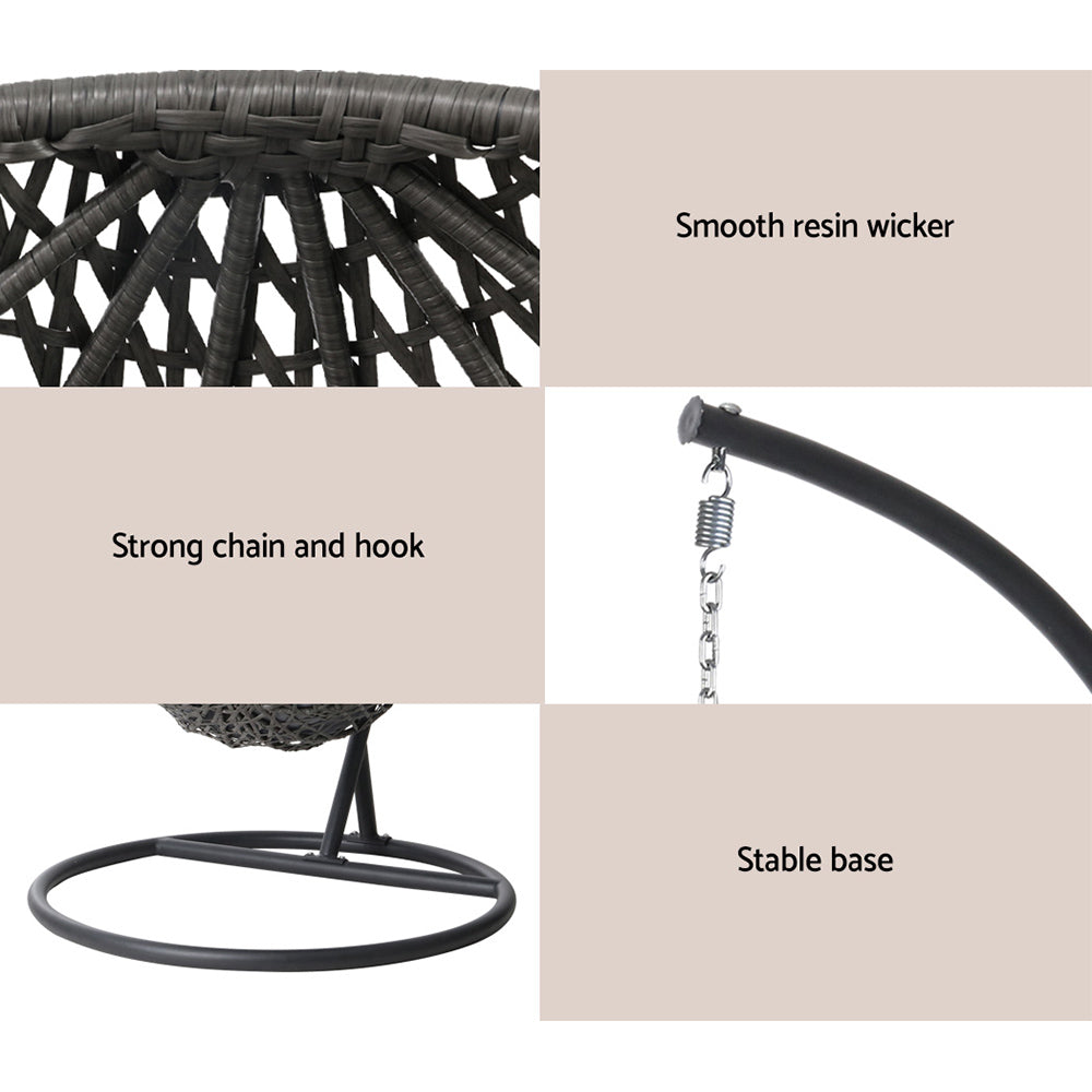 Indoor & Outdoor Hammock Egg Swing Chair with Stand - Black