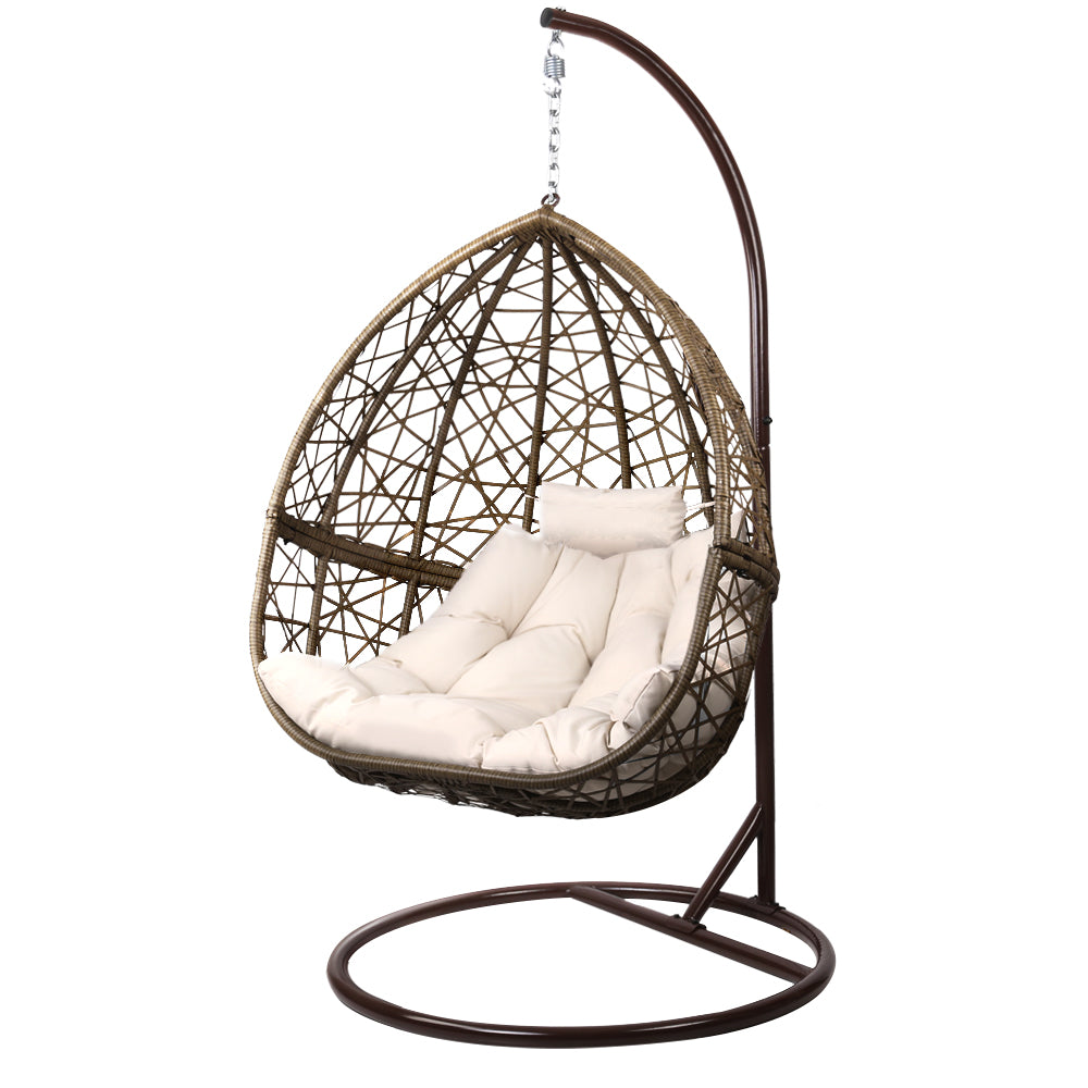 Indoor & Outdoor Hanging Swing Chair with Stand - Brown
