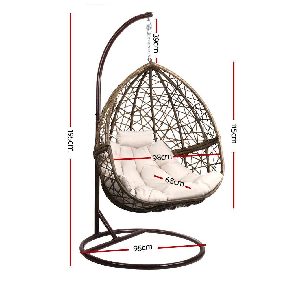 Indoor & Outdoor Hanging Swing Chair with Stand - Brown