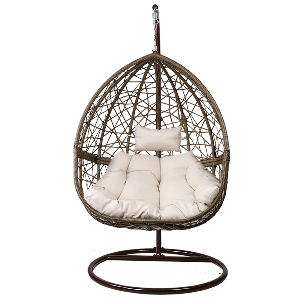 Indoor & Outdoor Hanging Swing Chair with Stand - Brown
