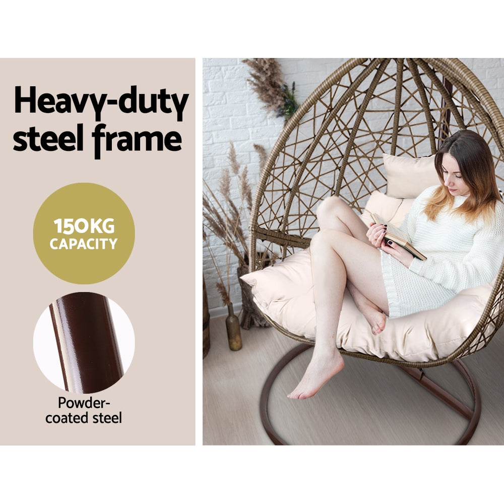 Indoor & Outdoor Hanging Swing Chair with Stand - Brown