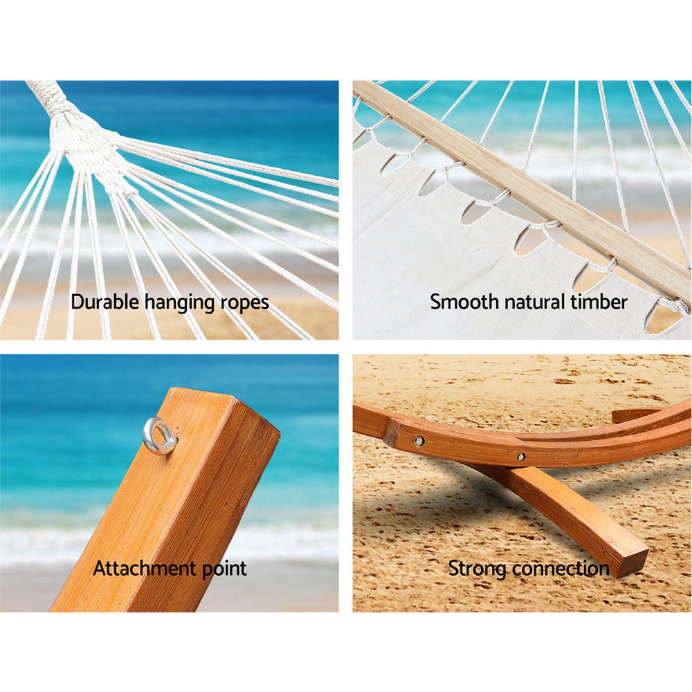 Cream Hammock with Wooden Hammock Stand