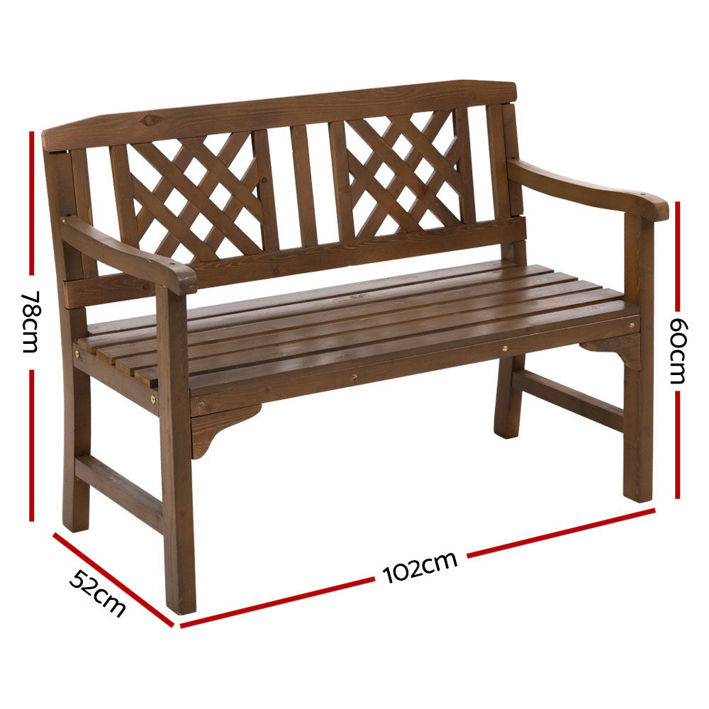 2 Seater Natural Timber Outdoor Garden Bench