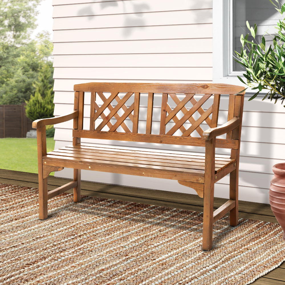 2 Seater Natural Timber Outdoor Garden Bench