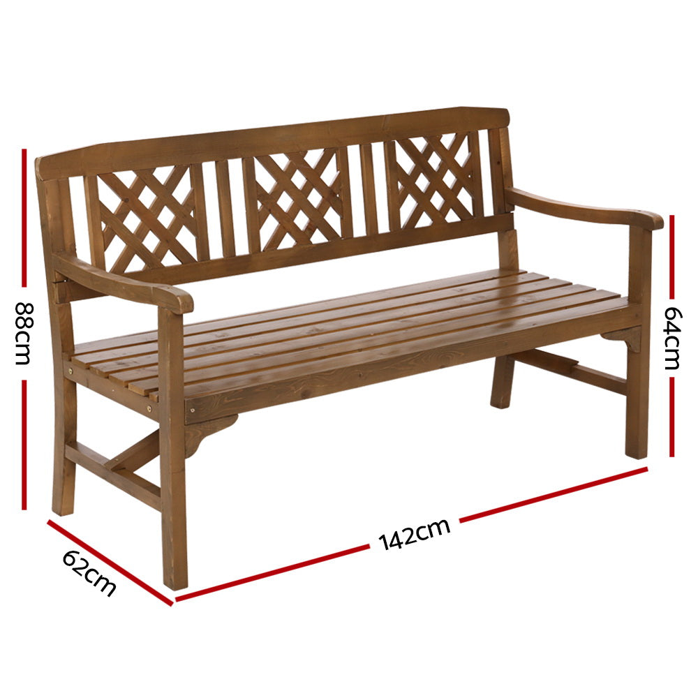 3 Seater Natural Timber Outdoor Garden Bench