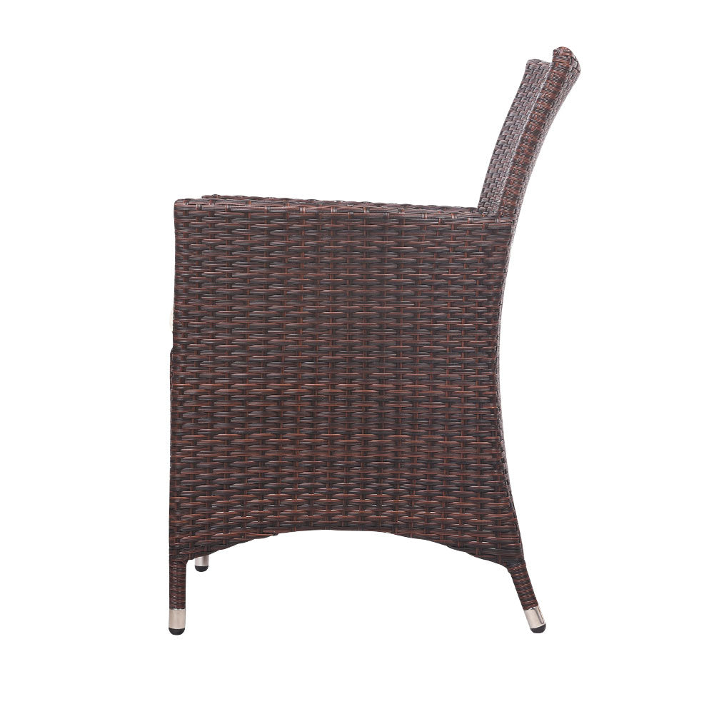 3 Piece Wicker Outdoor Furniture Set - Brown