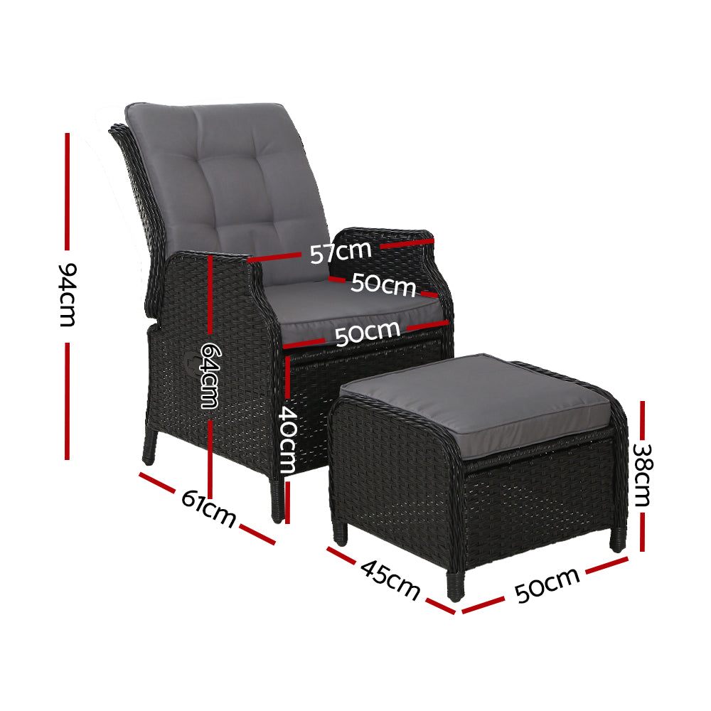 2PC Mauritius Outdoor Recliner Chair Sun Lounge Setting