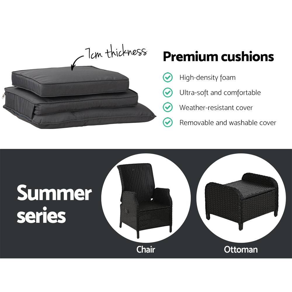 2PC Mauritius Outdoor Recliner Chair Sun Lounge Setting