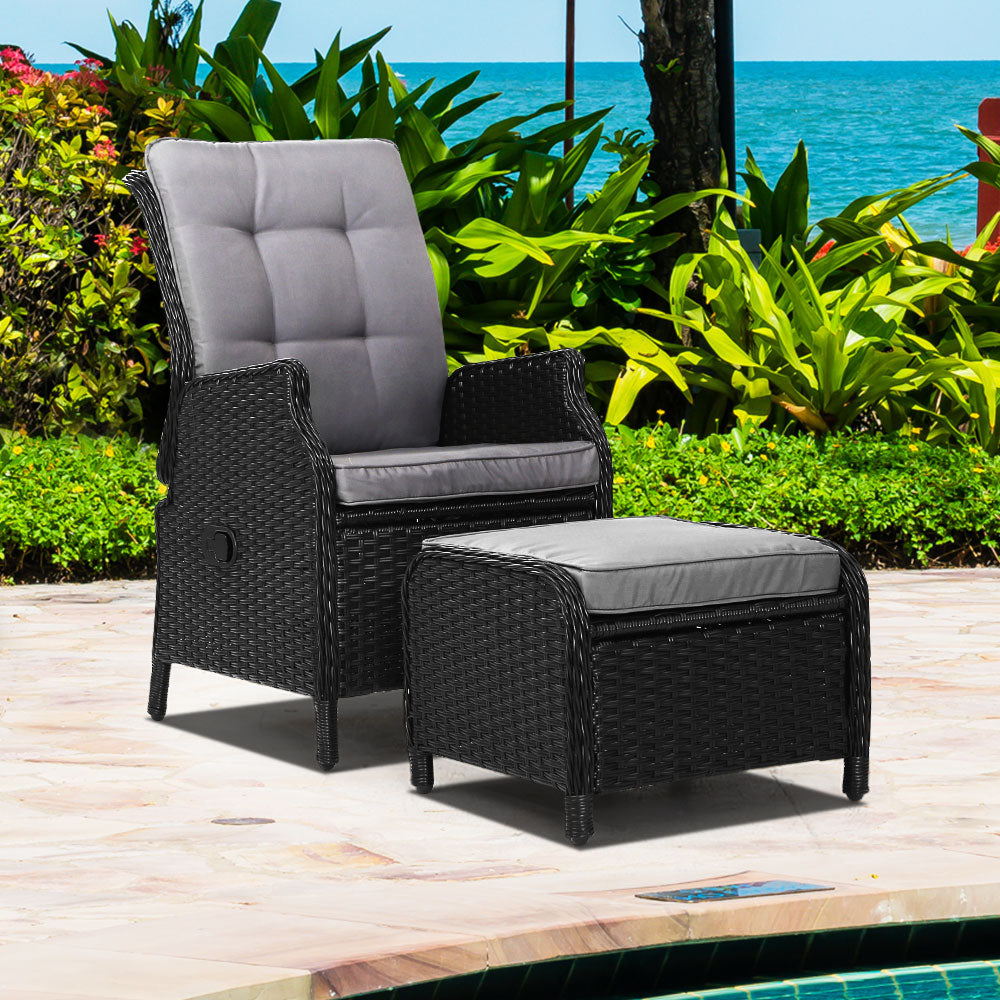 2PC Mauritius Outdoor Recliner Chair Sun Lounge Setting