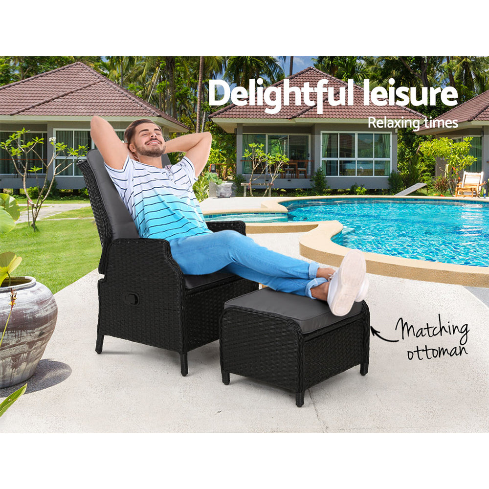 2PC Mauritius Outdoor Recliner Chair Sun Lounge Setting