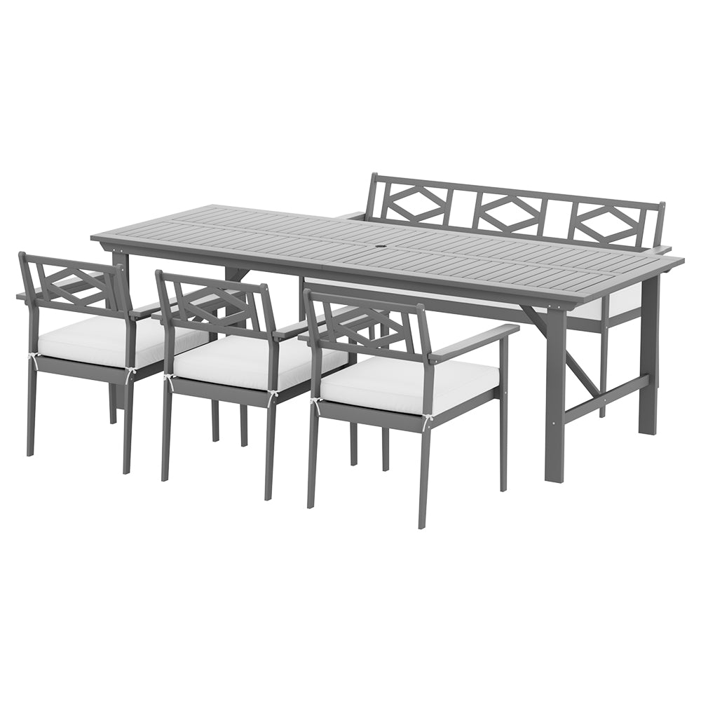 5pcs Outdoor Furniture Dining Set Chair Table Acacia Wood 6 Seater