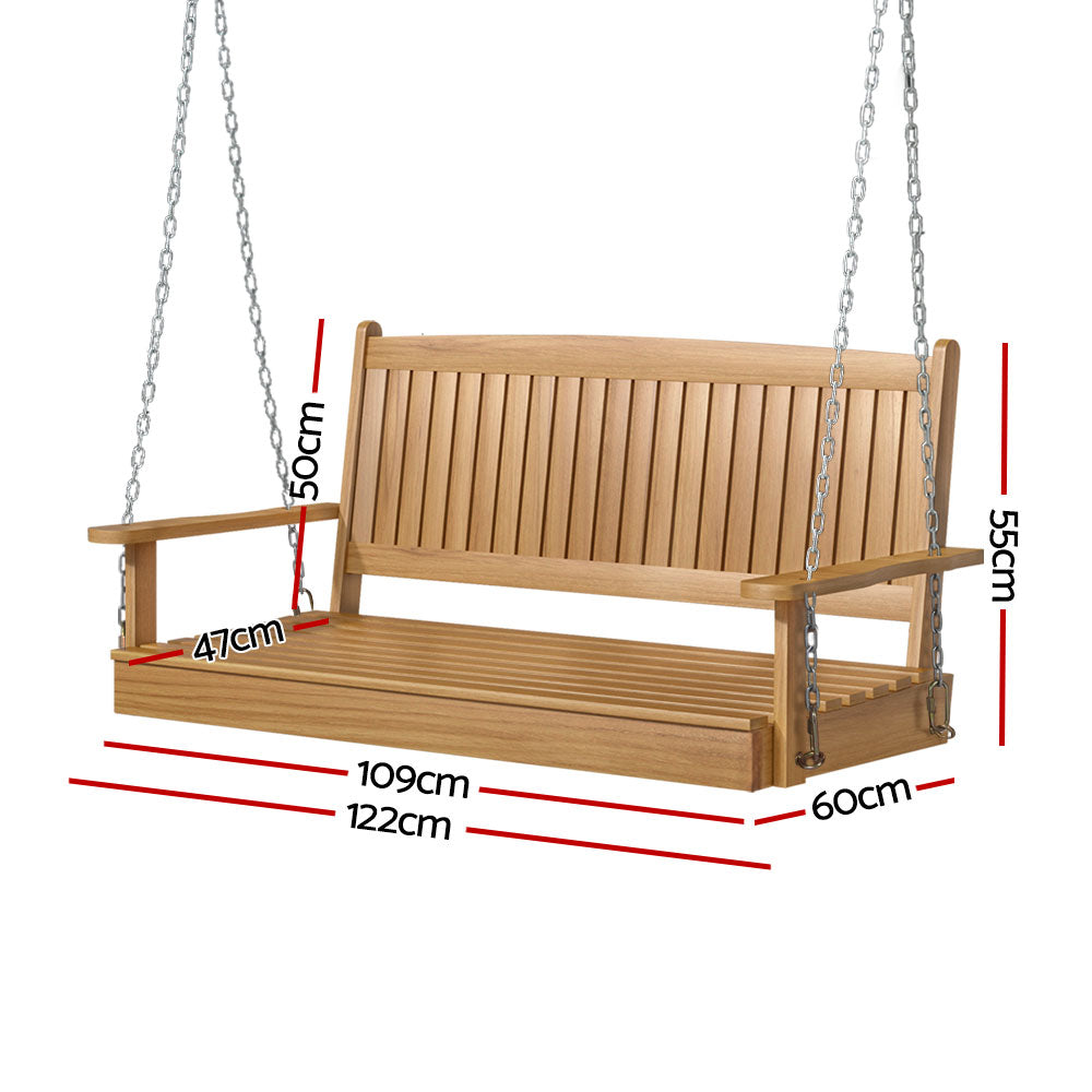 2 Seater Outdoor Wooden Swing Bench - Teak