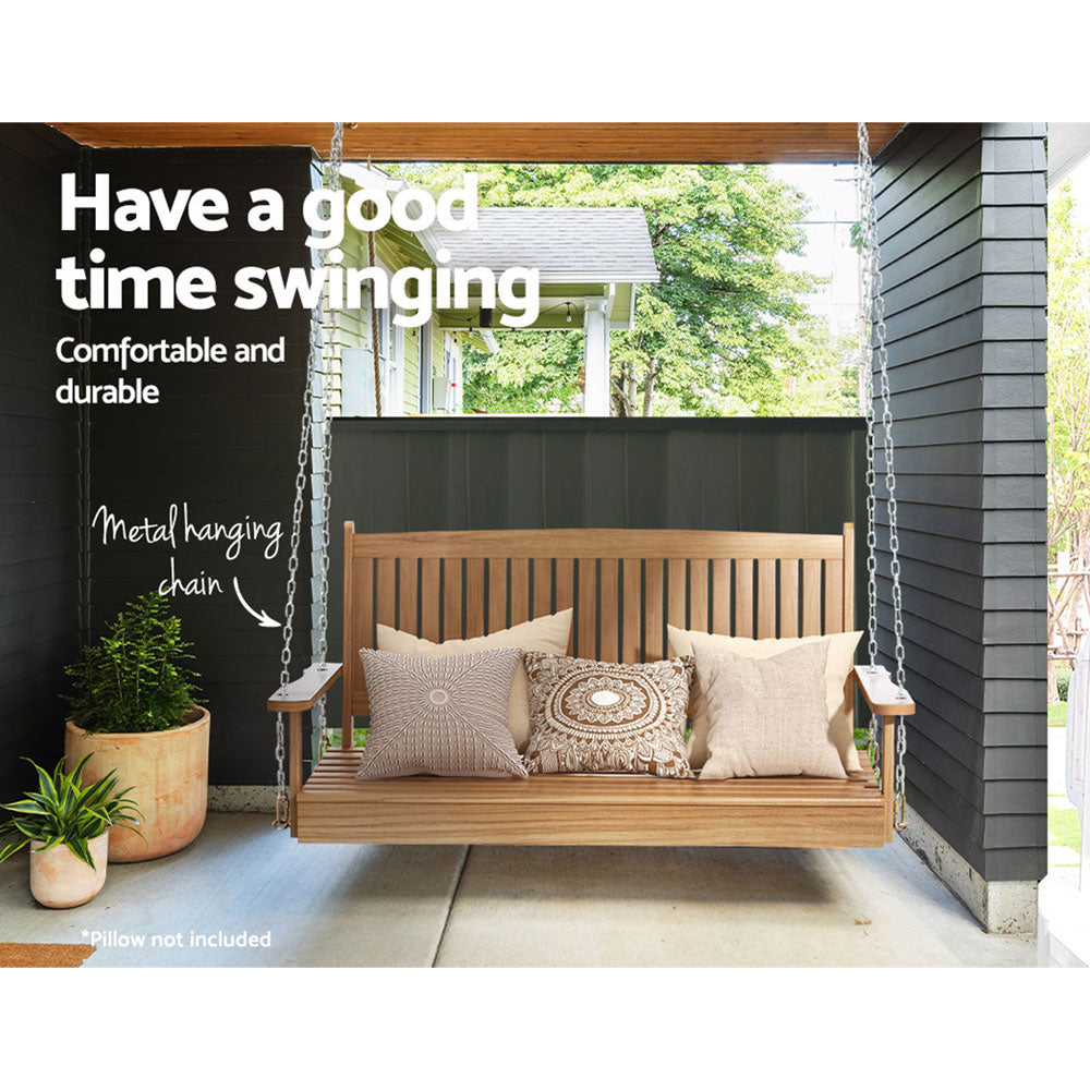 2 Seater Outdoor Wooden Swing Bench - Teak