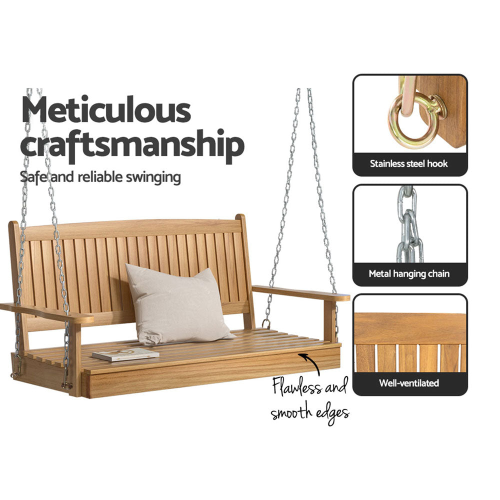2 Seater Outdoor Wooden Swing Bench - Teak