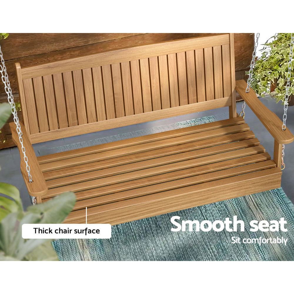 2 Seater Outdoor Wooden Swing Bench - Teak