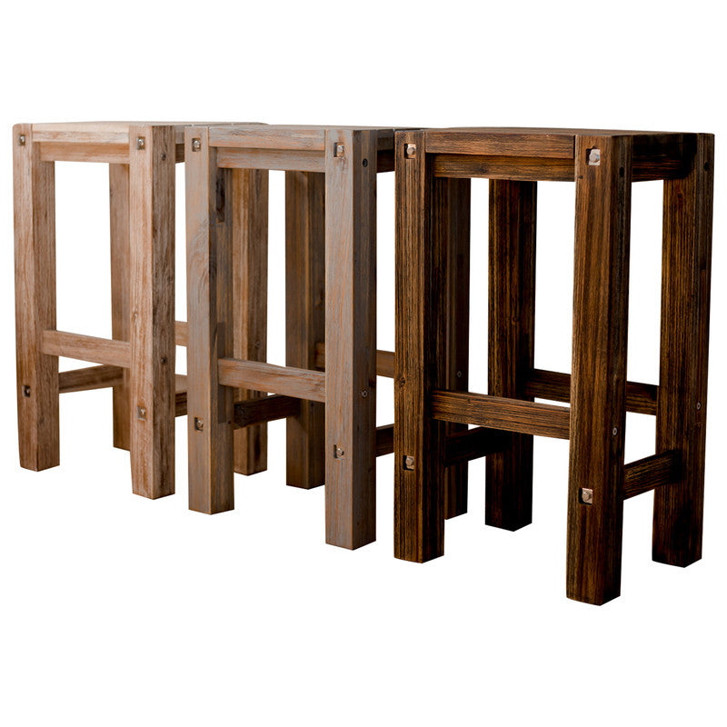 Set of 3 Mix Outdoor Barstools -Eucalyptus Timber