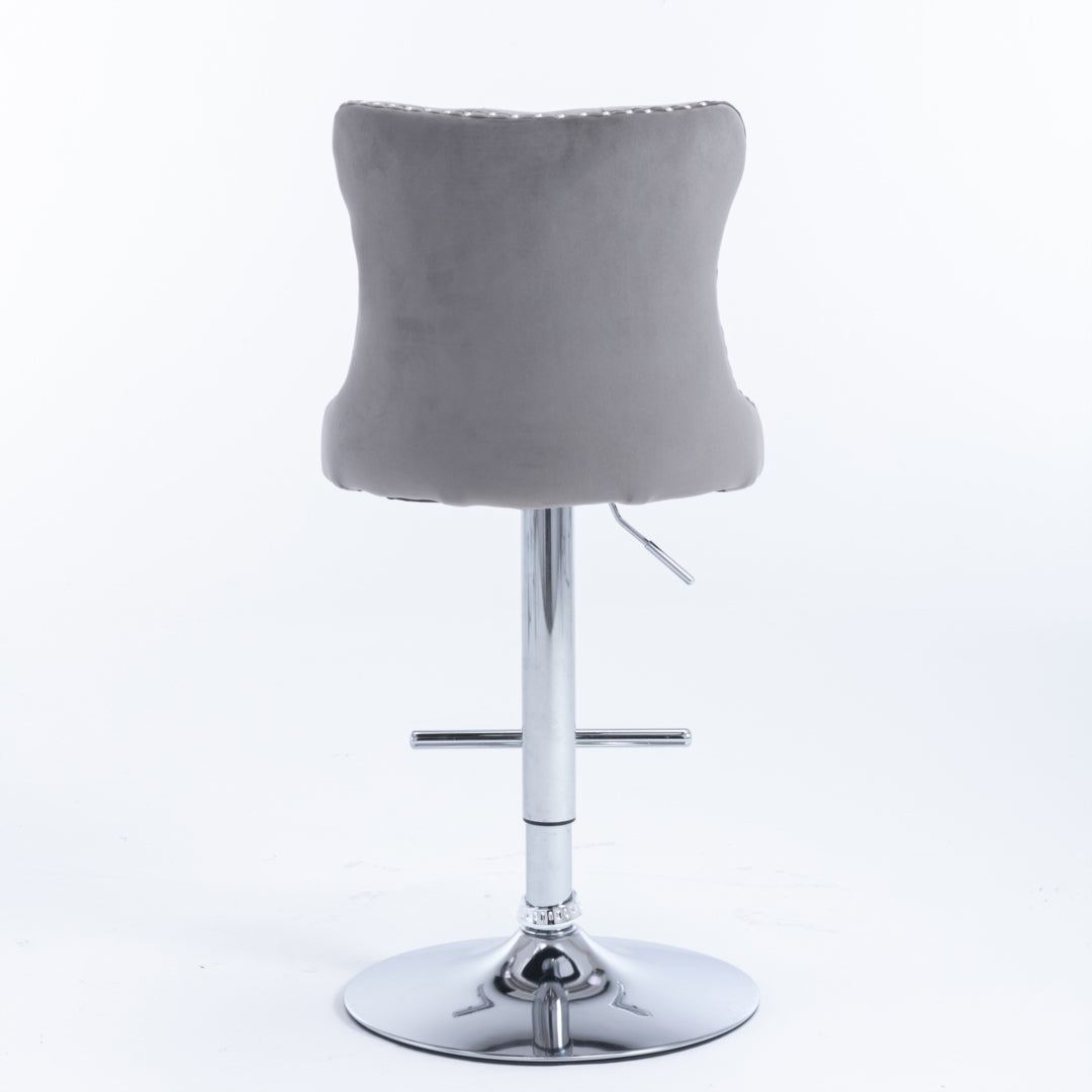Clara Swivel Bar Velvet Stud Barstool x 4 - Gray
