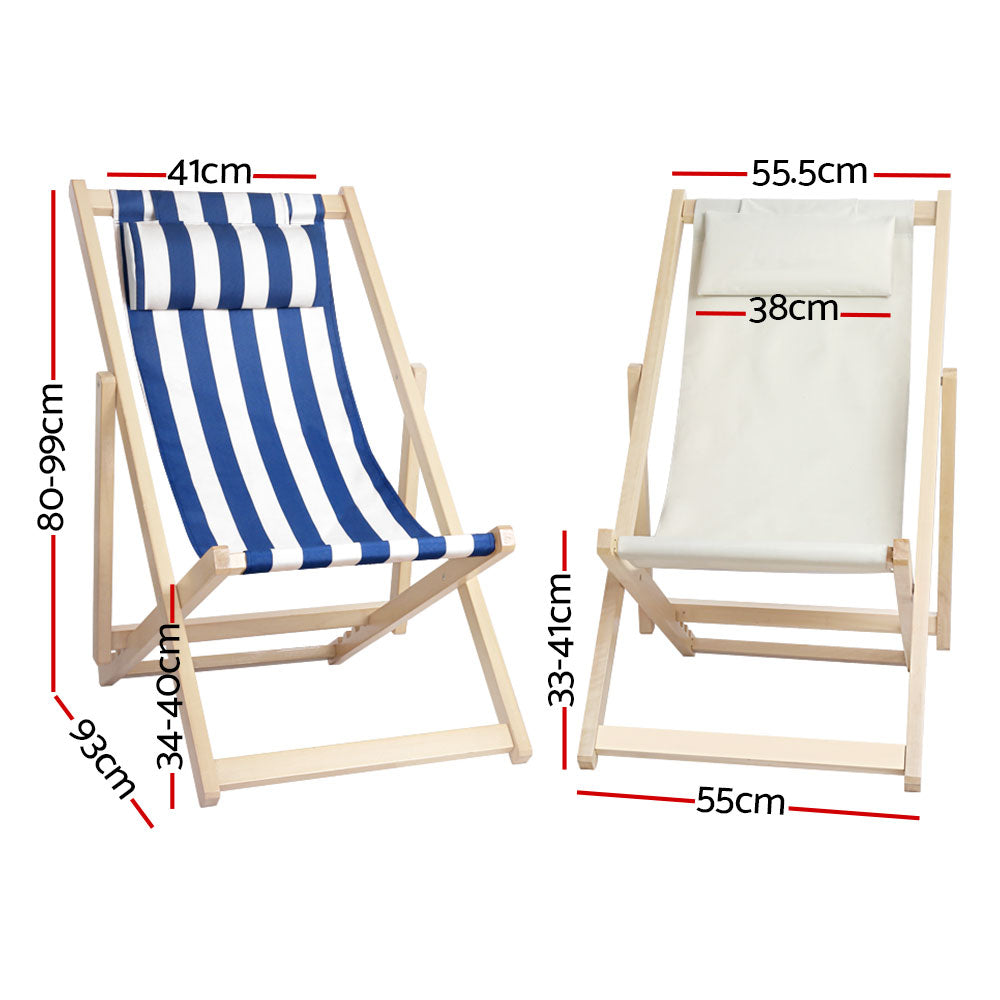 Foldable Beach Sling Chair - Blue & White Stripes