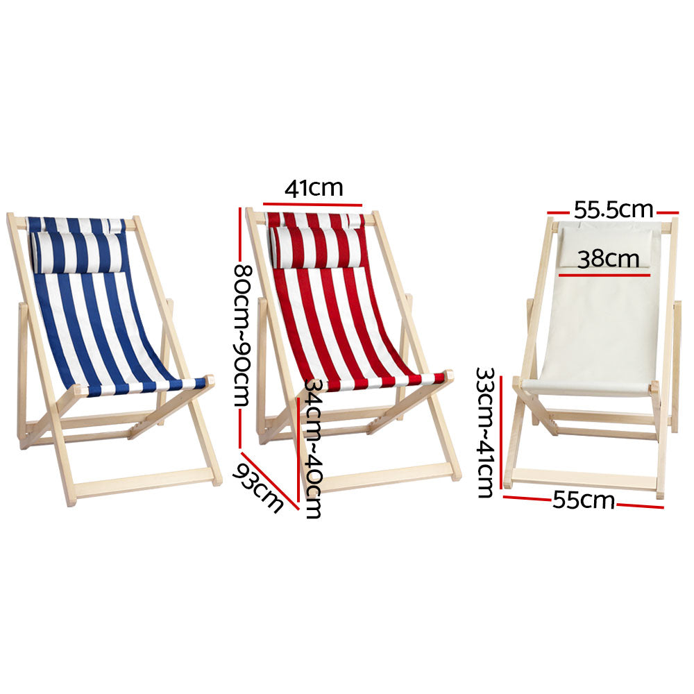 Foldable Beach Sling Chair - Red and White Stripes