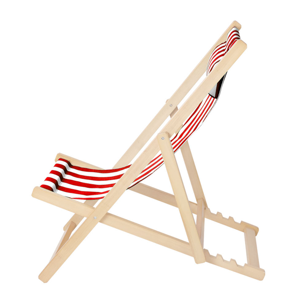 Foldable Beach Sling Chair - Red and White Stripes