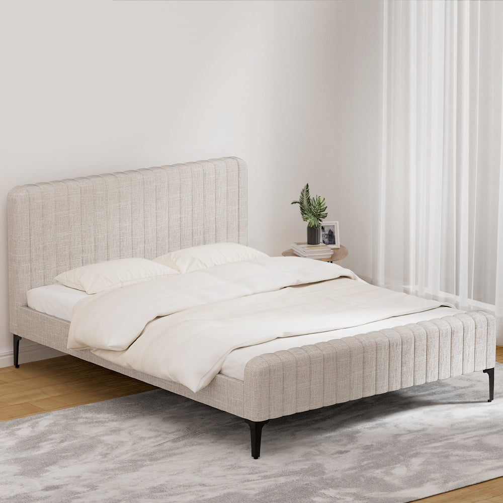 Ammy Bed Frame Queen Size - Beige