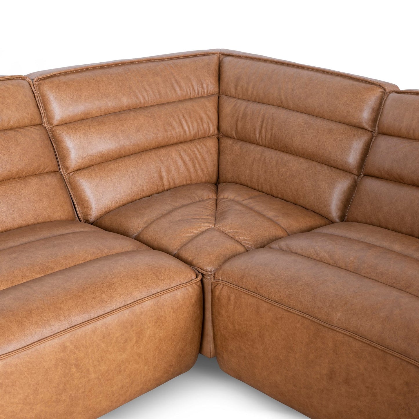 The Beaumont Modular Leather Corner Sofa - Amber Brown