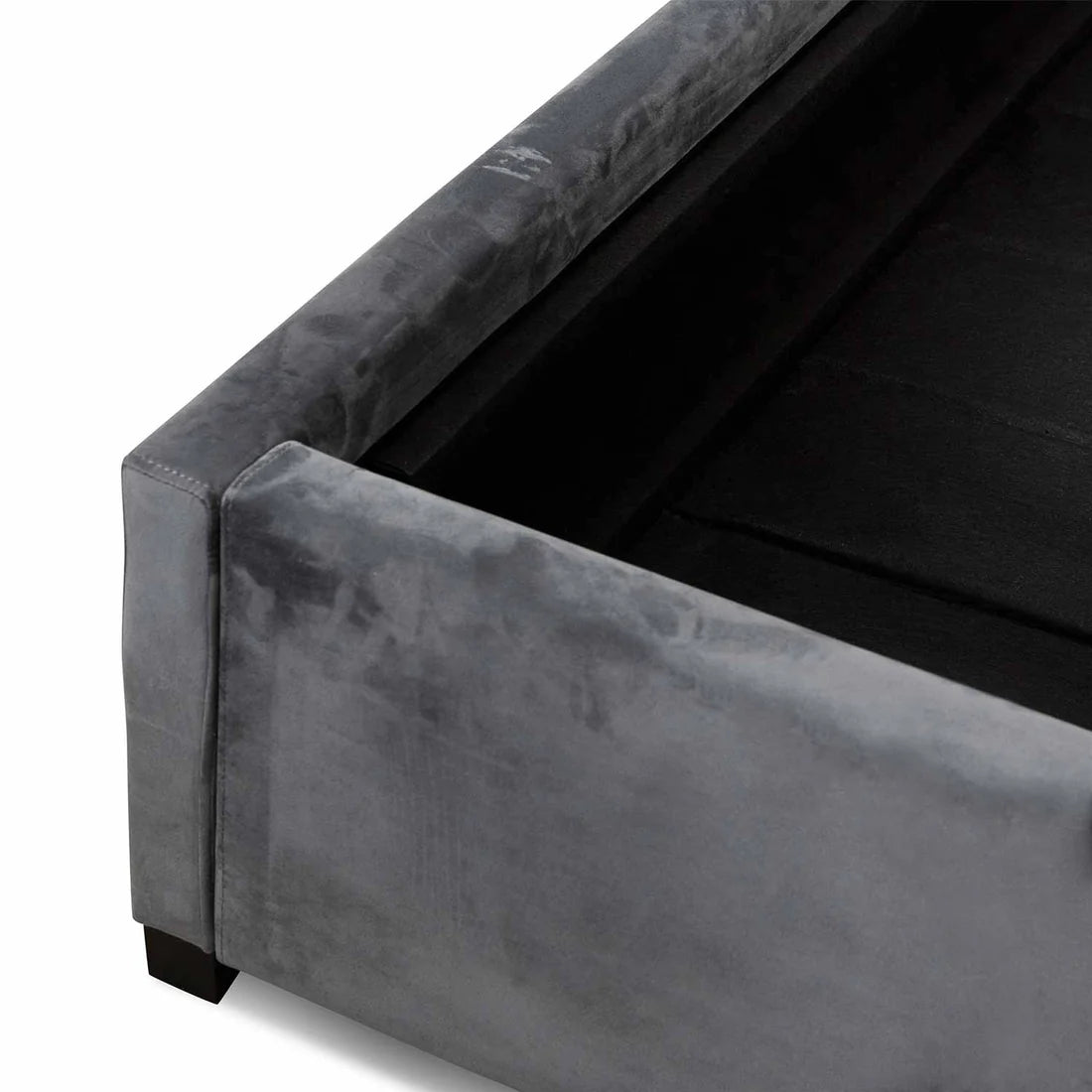 Vega Charcoal Velvet King Bed Frame with Storage