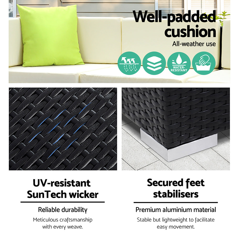 11PC Outdoor Wicker Sofa Set with Storage Cover