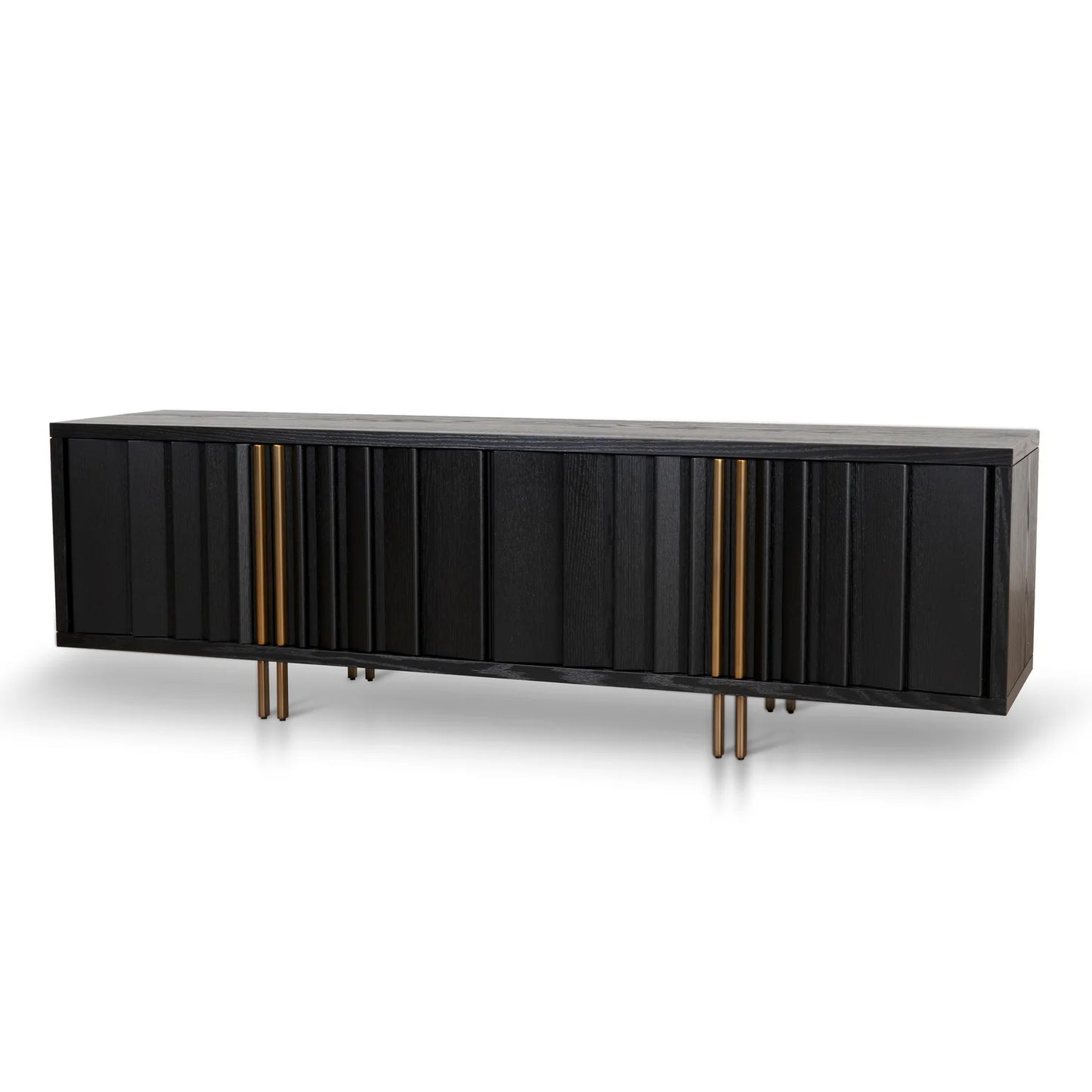 Black sideboard with gold accents 