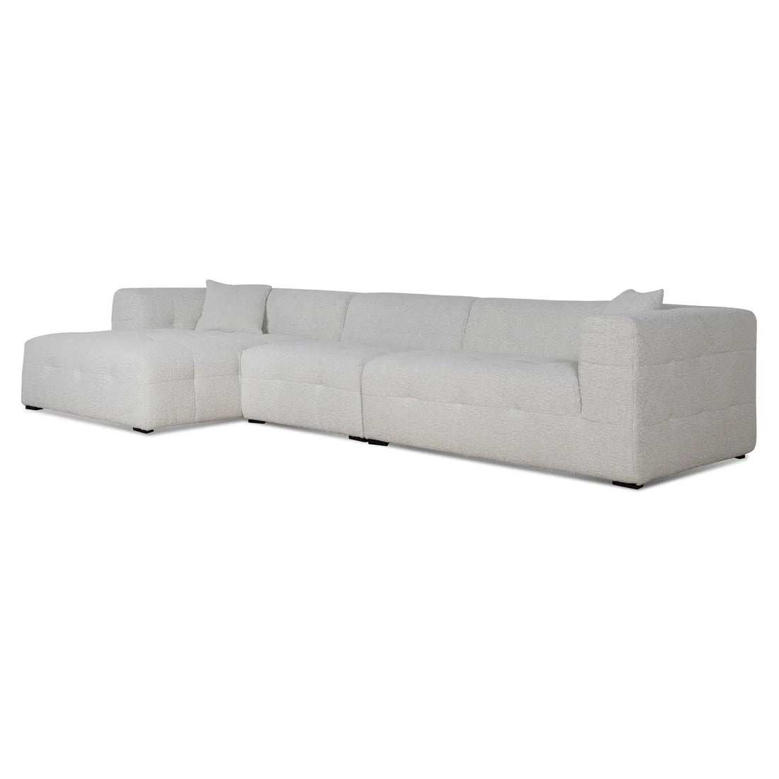 Clara 4 Seater Left Chaise Sofa - Pearl Boucle