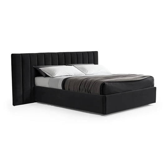 Vega Black Velvet King Bed Frame with Storage