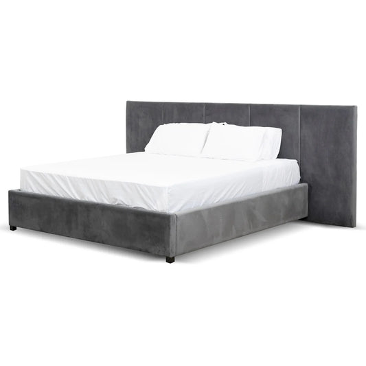 Vega Charcoal Velvet King Bed Frame with Storage