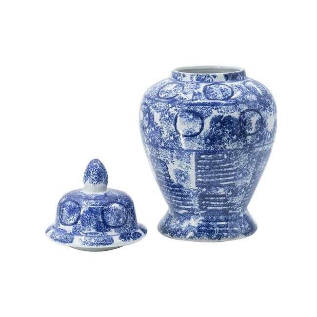 Blue & White Abstract Ginger Jar Medium 25.5x25.5x43cms