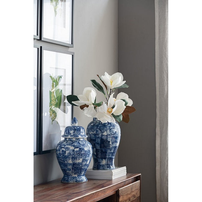 Blue & White Abstract Ginger Jar Medium 25.5x25.5x43cms