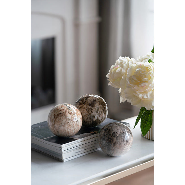 Set of 3 Brown Marbleized Balls