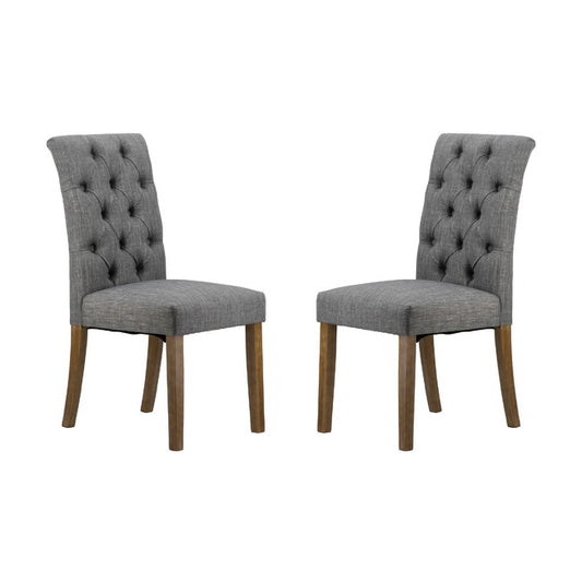 Grey Buttoned Back Armless Dining Chairs Set of 2