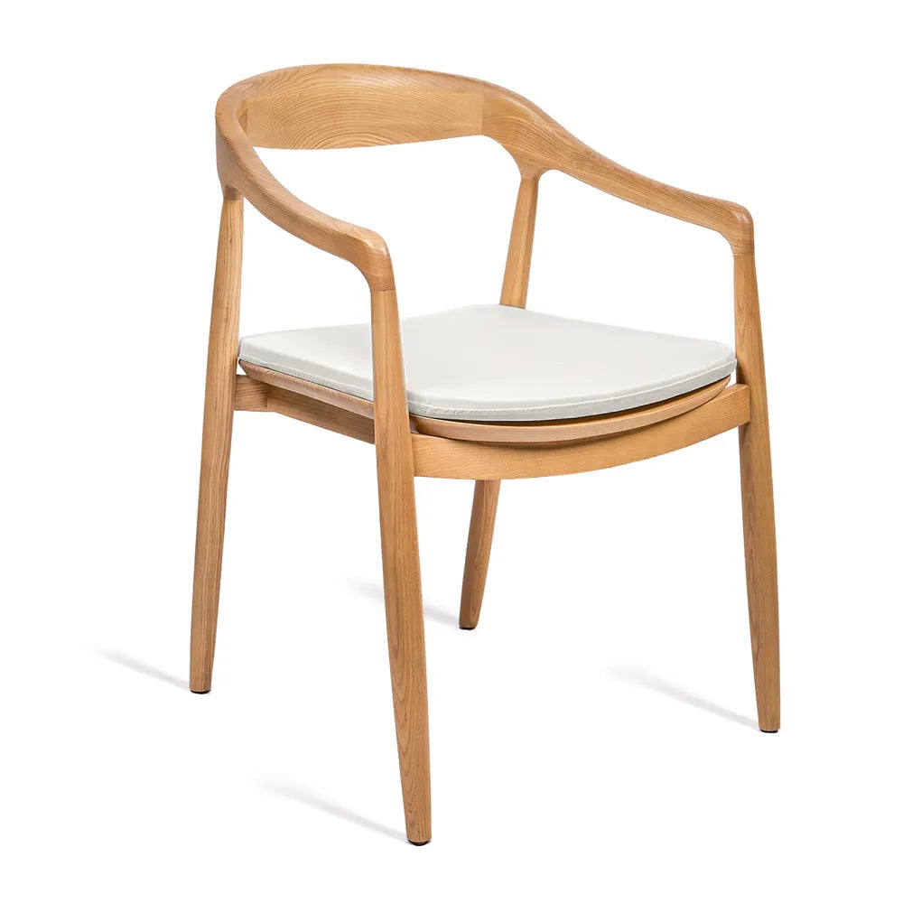Astrid Ashwood Natural Dining Chair Set of 2 with White Linen