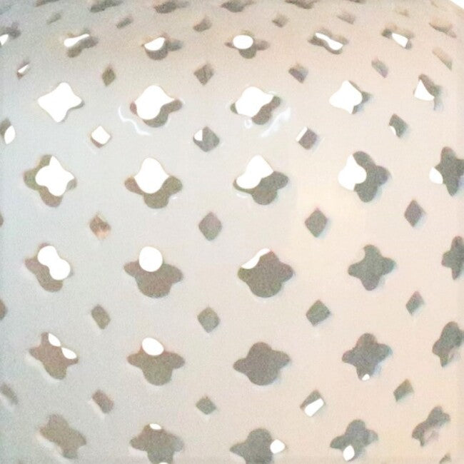Lattice White Table Lamp /Blue Shade