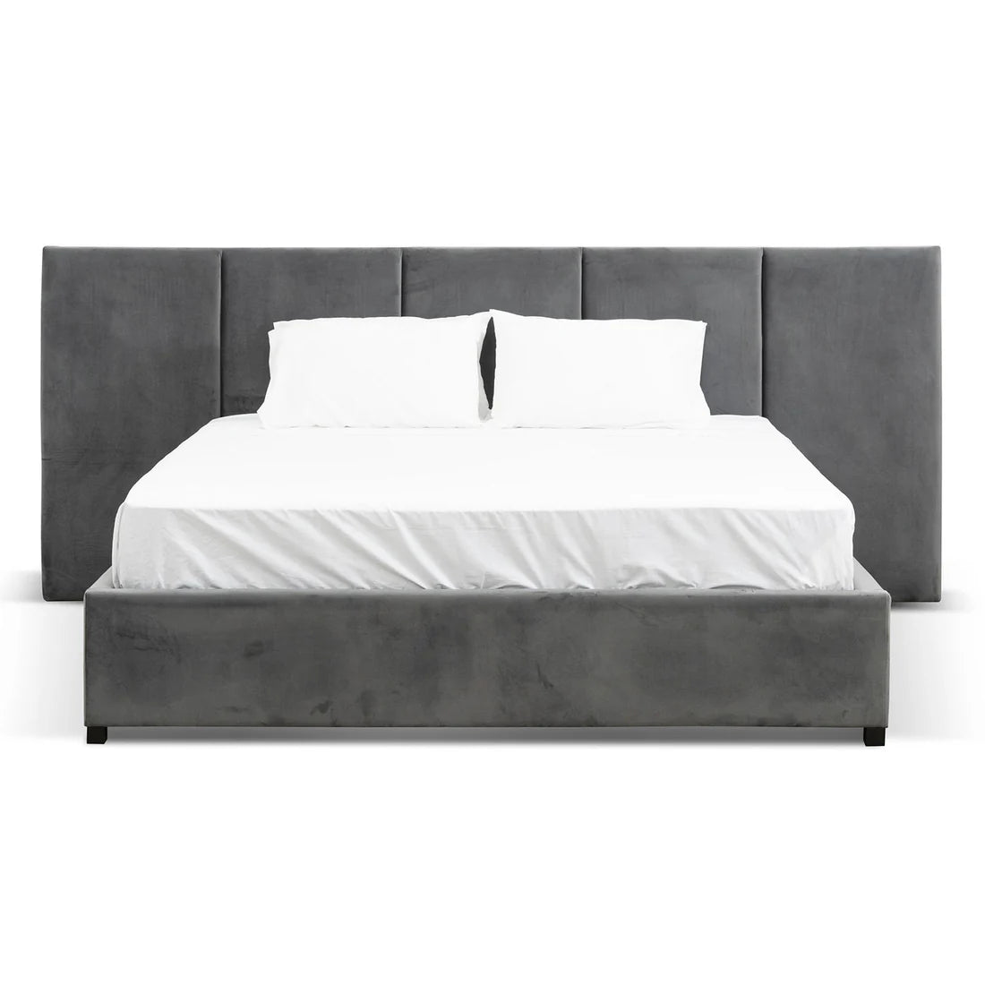 Vega Charcoal Velvet King Bed Frame with Storage