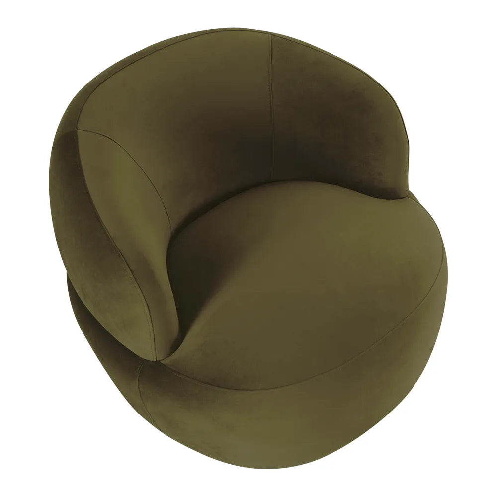 Tubby Swivel Arm Chair - Olive Velvet