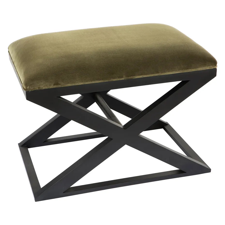 Spencer Black Timber Stool - Moss Velvett