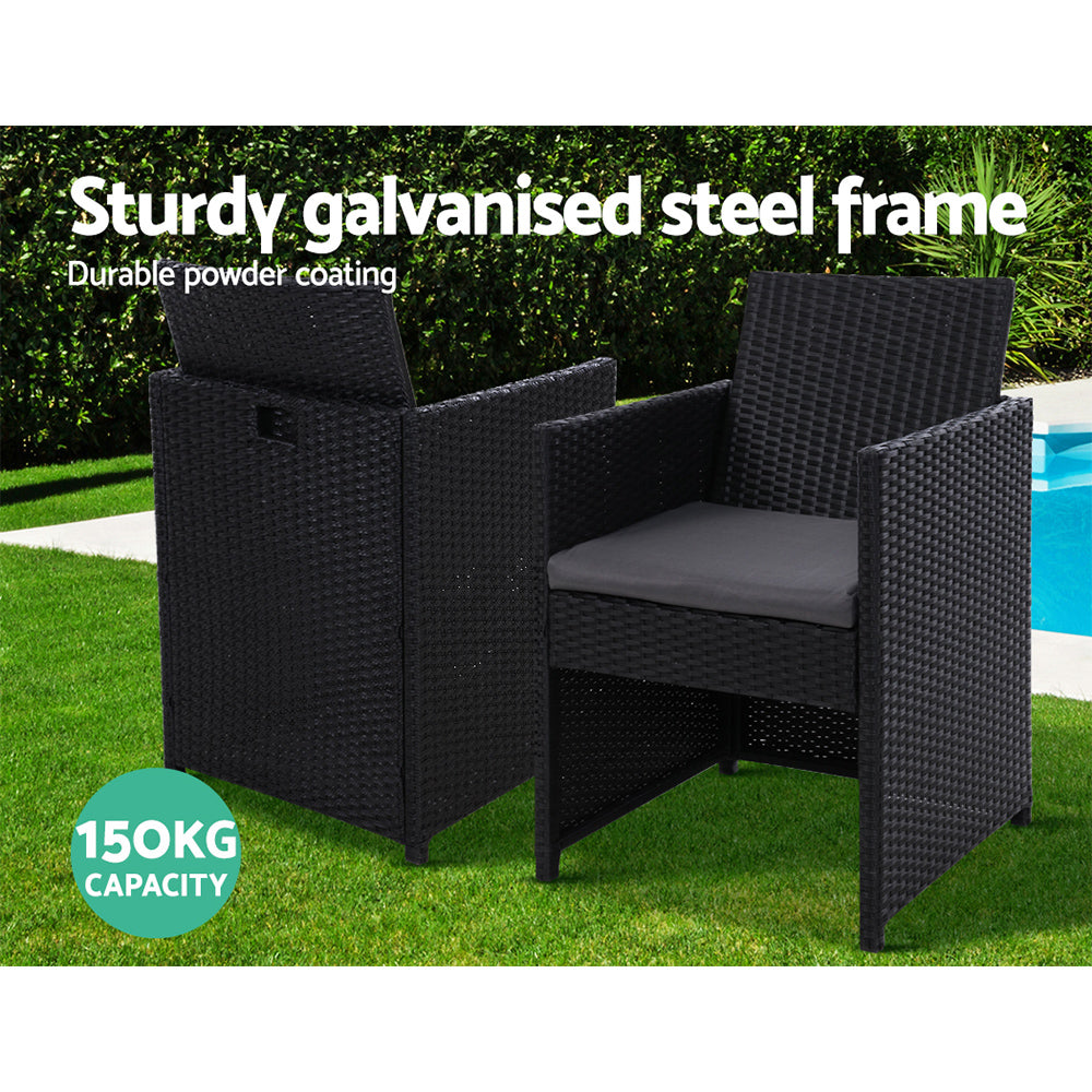 3 Piece Outdoor Wicker Patio Cafe Bar Set